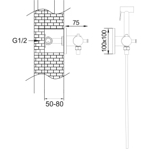 Изображение товара гигиенический душ rose r915h с термостатом, черный матовый