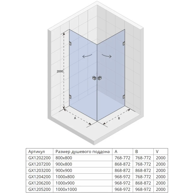 Душевой уголок 77,2x77,2 см Riho Scandic X209 G001101120 прозрачное