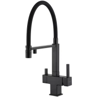 Смеситель для кухни Gappo G4395-56 с подключением к фильтру, гибким изливом, черный матовый 