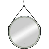 Зеркало Art&Max Milan AM-Mil-650-DS-F-Nero 65x65 см, с LED-подсветкой, сенсорным выключателем, диммером, черный