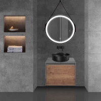 Комплект мебели дуб табачный/бетон 60 см Vincea Mesa VMC-2MS600TB + VBS-104MB + VLM-2N600+