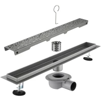 Душевой трап (лоток) Savol S-DL03Q-80 80 см, с решеткой, перфорированный, графит