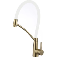 Смеситель для кухни Fmark FS8255C-02 с гибким изливом, золотой матовый/белый