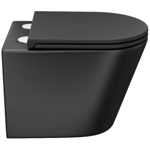 Изображение товара унитаз подвесной iddis calipso calr3bmi25 безободковый, с сиденьем микролифт, черный матовый