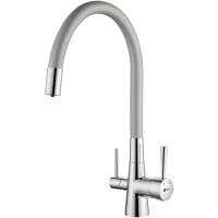 Смеситель для кухни Lemark Comfort LM3075C-Silver с подключением к фильтру, гибким изливом, хром/серебристый