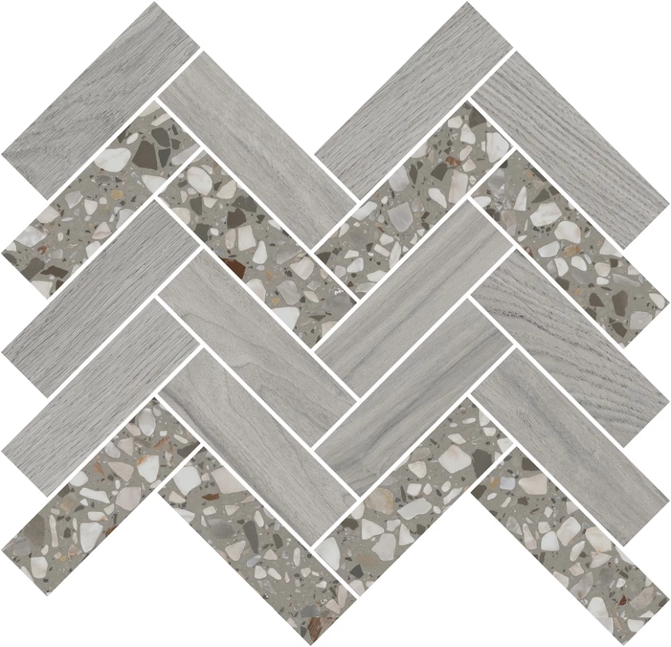 

Керамогранит Kerama Marazzi Декор Монтиони мозаичный серый 34x35,5x0,9 T042\SG5267