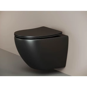 Изображение товара унитаз подвесной ceramica nova metropol cn4002mb безободковый, с сиденьем микролифт, черный матовый