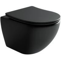 Унитаз подвесной Ceramica Nova Metropol CN4002MB безободковый, с сиденьем микролифт, черный матовый