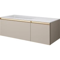 Тумба с раковиной Armadi Art Quatro Daphne 790-M2-120-D-MG + 793-120-W-A 121 см L, подвесная, бежевый матовый