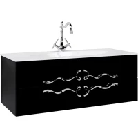 Тумба с раковиной черный глянец 120 см Clarberg Due Amanti DUE0112BLK + EL.12.04.D + DUER8CR