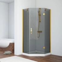 Душевой уголок Vegas Glass AFA-Pen NOVO 110 03 07 R 110x110 см R, профиль золотой матовый, стекло графитовое