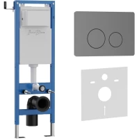 Инсталляция для унитаза Iberica Blanca Silencio Mini Inox-O IB.001M.818 с кнопкой смыва, вороненая сталь