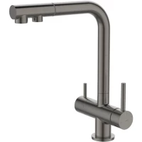 Смеситель для кухни IDDIS Umbra UMBGMPFi05 CoolStart, с подключением к фильтру, выдвижным изливом, графит матовый