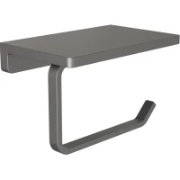 Держатель туалетной бумаги Knotlor Oval PH101GM с полкой для телефона, вороненая сталь