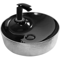 Раковина-чаша CeramaLux D1306H020 43x43 см, накладная, черный/серебро