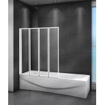 Изображение товара шторка на ванну cezares relax relax-v-4-90/140-c-bi 90 см, профиль белый глянец, стекло прозрачное