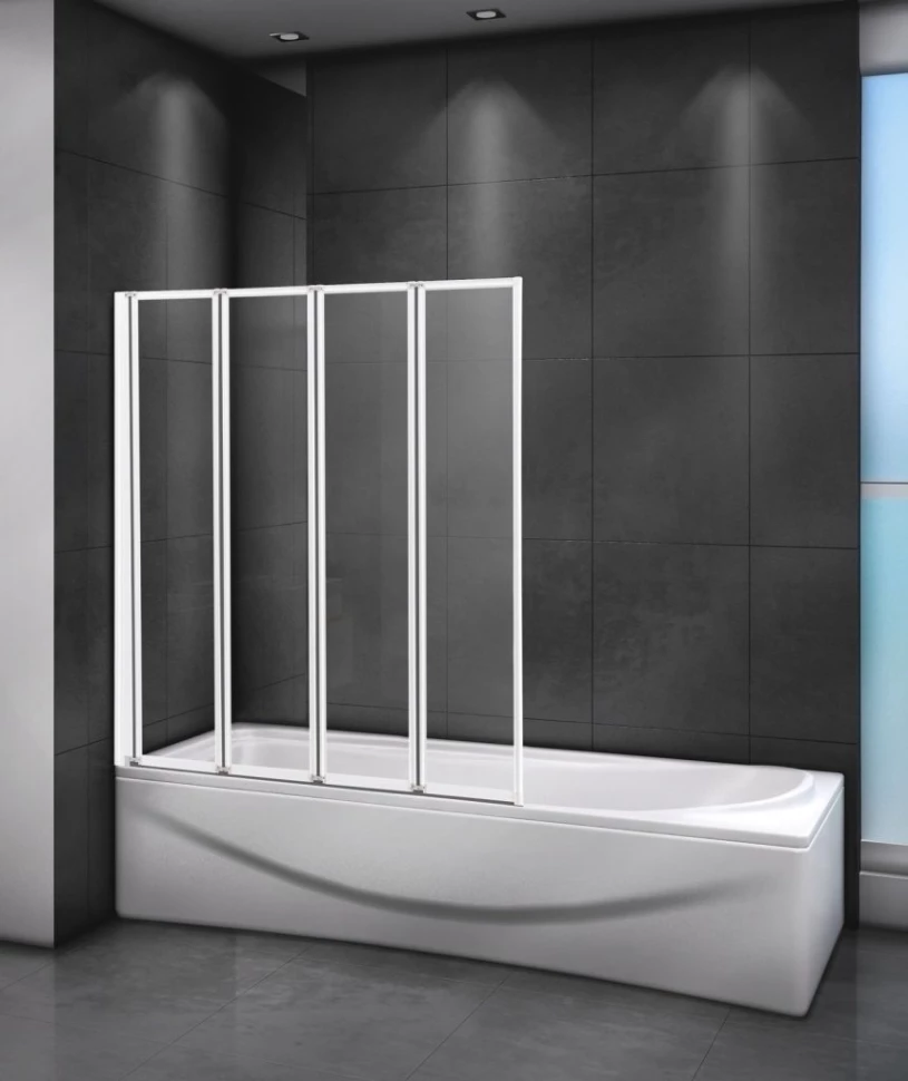 Шторка на ванну Cezares Relax RELAX-V-4-90/140-C-Bi 90 см, профиль белый глянец, стекло прозрачное