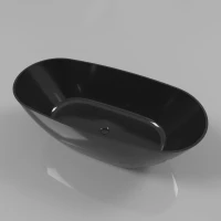 Ванна из литьевого мрамора Whitecross Onyx D 0207.160075.101 160x75 см, отдельностоящая, черный глянец