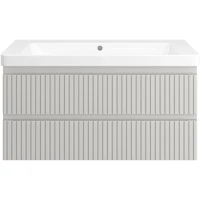 Тумба с раковиной Brevita Victory VIC-09105-0302Я + 11105-KL 105 см, подвесная, серый кашемир матовый