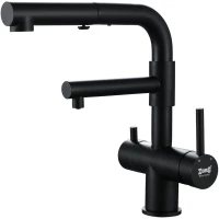 Смеситель для кухни Zorg SZR-3216 GRAFIT с подключением к фильтру, выдвижным изливом, графит
