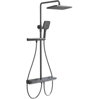 Душевая система Rea Pedro REA-P0896 300x200 мм, с термостатом, оружейная сталь