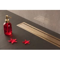 Душевой трап (лоток) Pestan Confluo Premium Gold Line 13100167 95 см, с решеткой, 2 в 1 под плитку, золотой