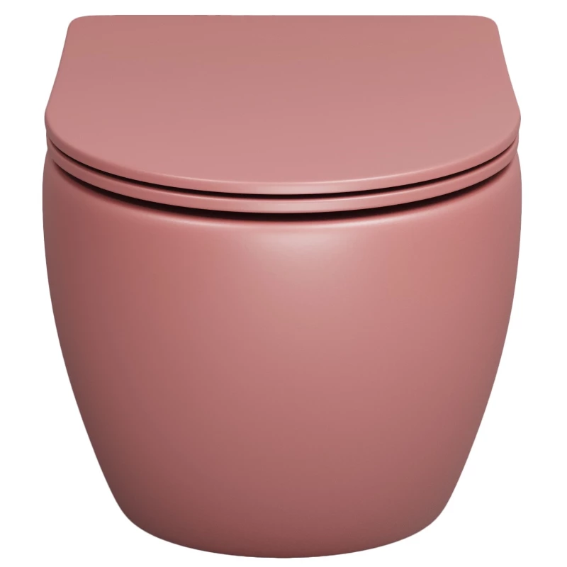 Унитаз подвесной Grossman GR-4455PIMS безободковый, с сиденьем микролифт, розовый матовый
