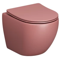 Унитаз подвесной Grossman GR-4455PIMS безободковый, с сиденьем микролифт, розовый матовый