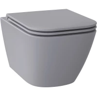 Унитаз подвесной Wellsee Pure 182605000 + 182619000 безободковый, с сиденьем микролифт, серый матовый