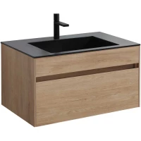 Тумба с раковиной натуральный дуб 80 см Vincea Chiara VMC-2C800NO + VCB-13800B