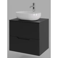 Тумба с раковиной Orange Line Li-60TubMDF+B05-480W 60,2 см, подвесная, со столешницей, черный матовый