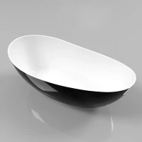 Ванна из литьевого мрамора Whitecross Ruby 0202.165075.10100 165x75 см, отдельностоящая, белый глянец/черный глянец