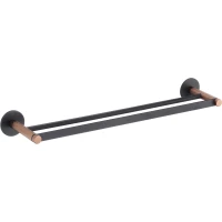 Полотенцедержатель Savol S-002148HD 60,3 см, двойной, черный матовый/розовое золото