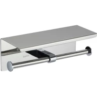 Держатель туалетной бумаги D-Lin D201506-2 с полкой для телефона, двойной, хром