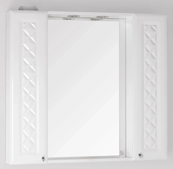 Зеркальный шкаф 90x86 см белый глянец Style Line Канна ЛС-00000167 зеркальный шкаф 65x83 см белый глянец style line панда фьюжн лс 00000078