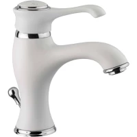 Смеситель для раковины Emmevi Tiffany 6003/BIO с донным клапаном, хром/белый матовый  