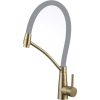 Смеситель для кухни Fmark FS8255C-04 с гибким изливом, золотой матовый/серый