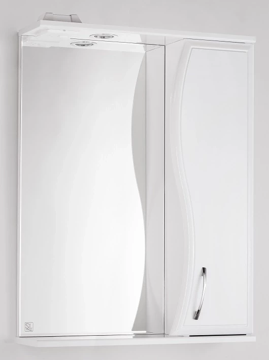 Зеркальный шкаф 60x83 см белый глянец Style Line Панда Волна ЛС-00000131