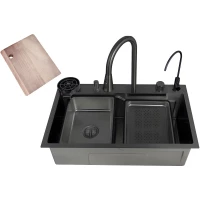 Кухонная мойка Zorg ZM 7546 GRAFIT 75x46 см, многофункциональная, графит