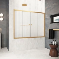 Шторка на ванну Vegas Glass Z2V Protec 185 03 Moru 185 см, профиль золотой матовый, стекло рифленое