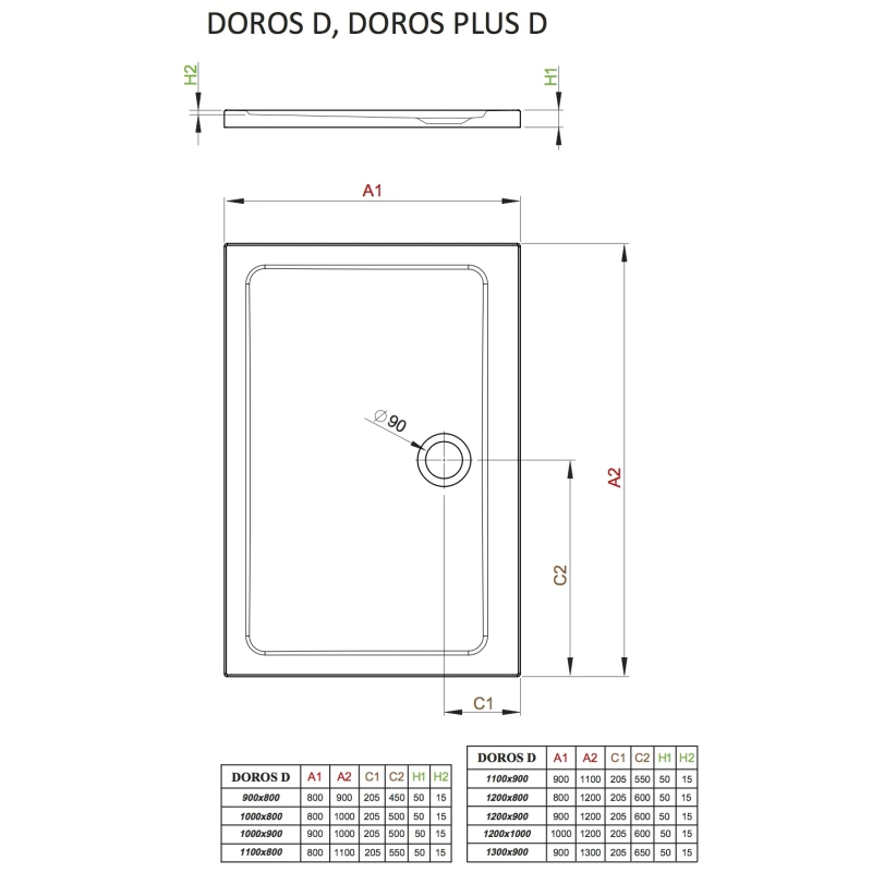 Акриловый поддон 100x80 см Radaway Doros Plus D SDRPD1080-01