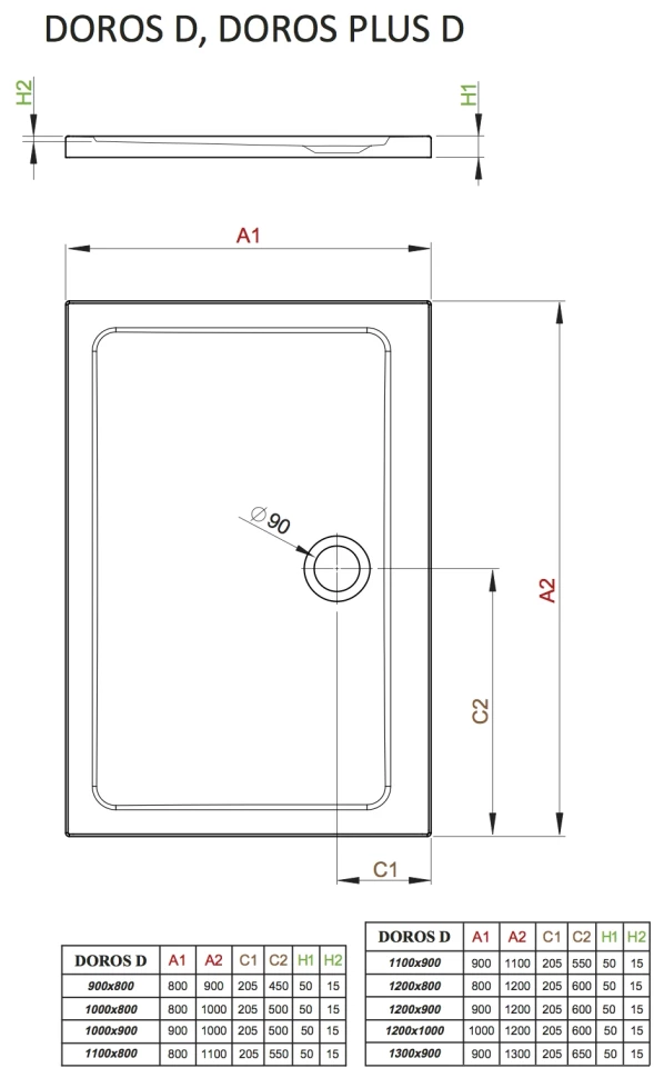 Акриловый поддон 100x80 см Radaway Doros Plus D SDRPD1080-01 - фото 2