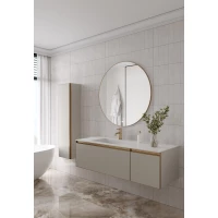 Комплект мебели Armadi Art Quatro Cashmere 790-M2-140-CM-MG LED + 793-140-W-A + 545-100-MG 141 см L, подвесной, с подсветкой, кашемир матовый