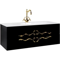 Тумба с раковиной черный глянец 120 см Clarberg Due Amanti DUE0112BLK + EL.12.04.D + DUER8GL
