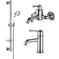 Комплект смесителей Aquatek Классик AQ1530CR с душевым гарнитуром, хром