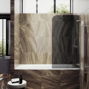 Изображение товара шторка на ванну maybahglass mgv-650-4 40,5 см, профиль хром, стекло графитовое