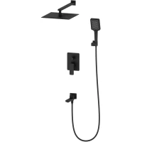 Душевой комплект Oliveeka D OL-939003-MB 300 мм, со смесителем, черный матовый