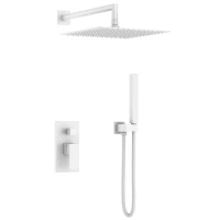 Душевой комплект Boheme Qubic 474-3-MW 300 мм, со смесителем, белый матовый