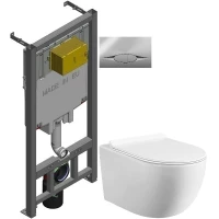 Комплект подвесной унитаз MEER MR-2100 + система инсталляции Jacob Delafon E29025-NF + E29027-CP