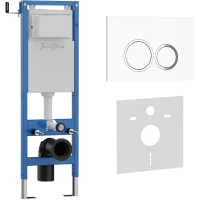 Инсталляция для унитаза Iberica Blanca Silencio Mini Esti-O IB.001M.821 с кнопкой смыва, белый глянец/хром/белый глянец